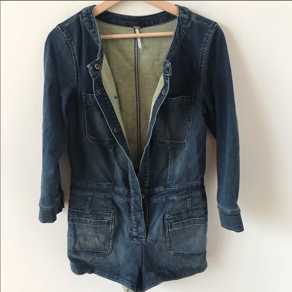 Free People Fiona denim Romper size 4 - Picture 4 of 8
